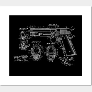 Pistol Gun Vintage Patent Drawing Posters and Art